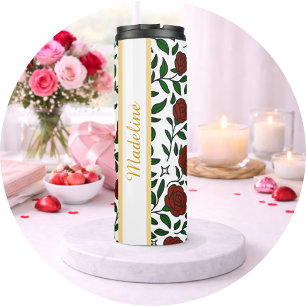 Enchanted Roses Manor Thermal Tumbler Girly Red
