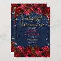 Enchanted Roses Navy Blue & Gold Quinceañera 15