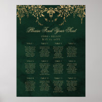 Enchanted Royal Emerald Gold Wedding Seating