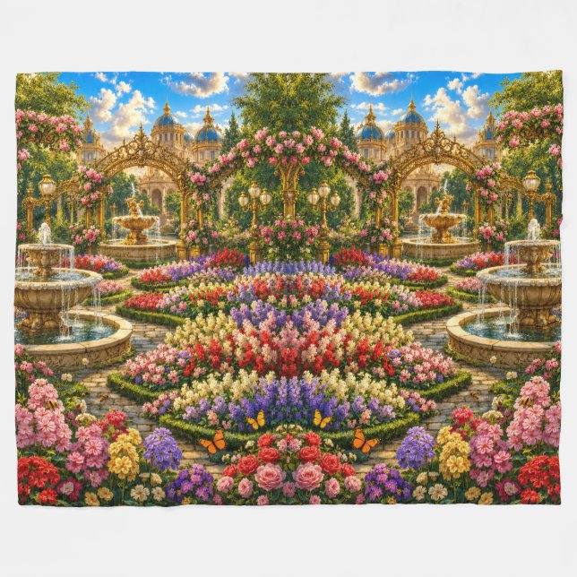 Enchanted Royal Garden Wall  Fleece Blanket (Front (Horizontal))