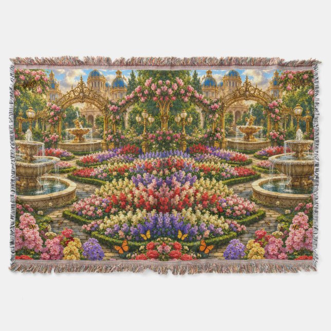 Enchanted Royal Garden Wall  Throw Blanket (Front)