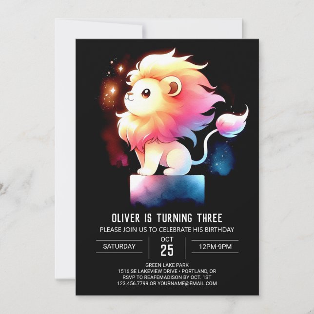 Enchanted Safari Lion Birthday Invitation (Front)