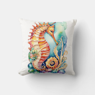 Enchanted Seahorse Stories Throw Pillow
