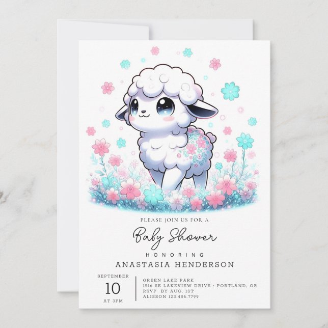 Enchanted Sheep Baby Shower Invitation (Front)