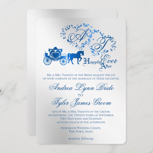 Enchanted Silver Story Book Wedding Invitation (Front/Back)