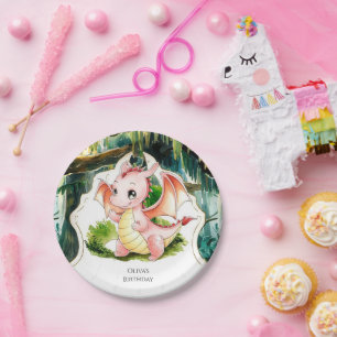 Enchanted Simple Dragon Birthday Paper Plate