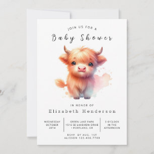 Enchanted Simple Whimsy Cow Baby Shower Invitation