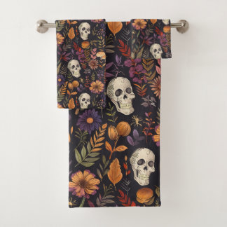 Enchanted Skulls and Poisonous Florals Bath Towel Set