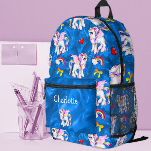Enchanted Sky Explorer: Whimsical Winged Unicorn Printed Backpack