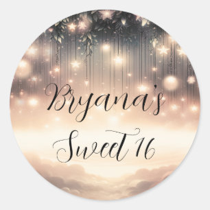 Enchanted Sky Tree Glow  Stars & Clouds  Classic Round Sticker