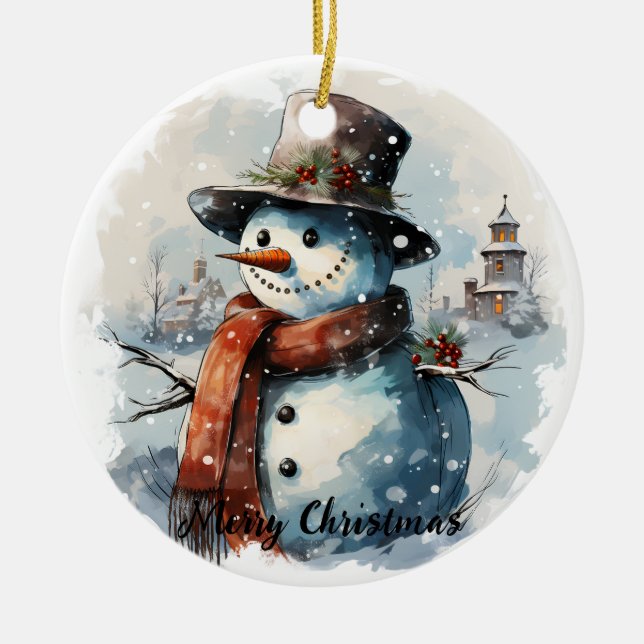 🎄 Enchanted Snowman Christmas Ornament  (Front)