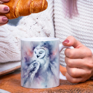 Enchanted Snowy Owl in Watercolor Coffee Mug
