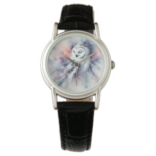 Enchanted Snowy Owl in Watercolor Watch