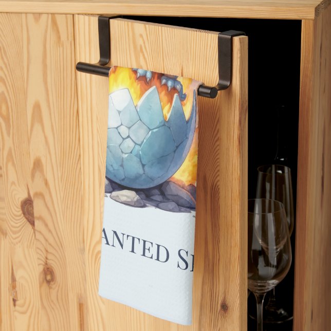 Enchanted Spills Blue Dragon Tea Towel (Thirds Fold)
