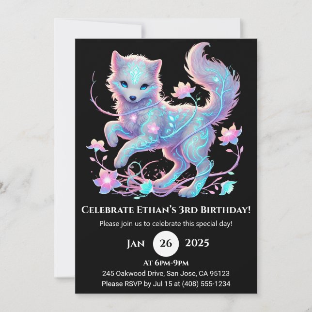 Enchanted Spirit Wolf Birthday Invitation (Front)