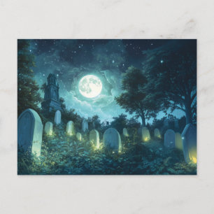 Enchanted spooky cemetery postcard