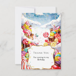Enchanted Sprinkle Candyland Birthday Thank You Card