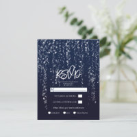 Enchanted Star Lights Silver Blue Sweet 16 RSVP