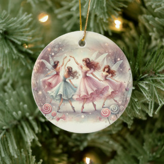 Enchanted Sugar Plum Fairies Ceramic Tree Decoration