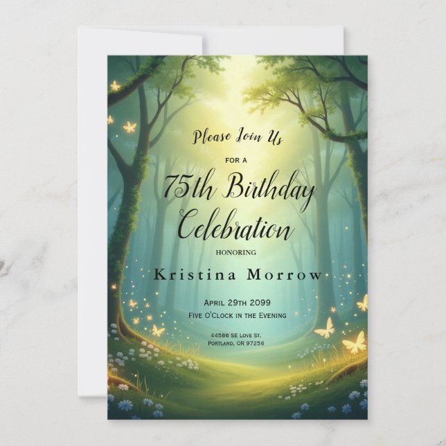 Enchanted Sunlit Glimmer Grove Invitation (Front)