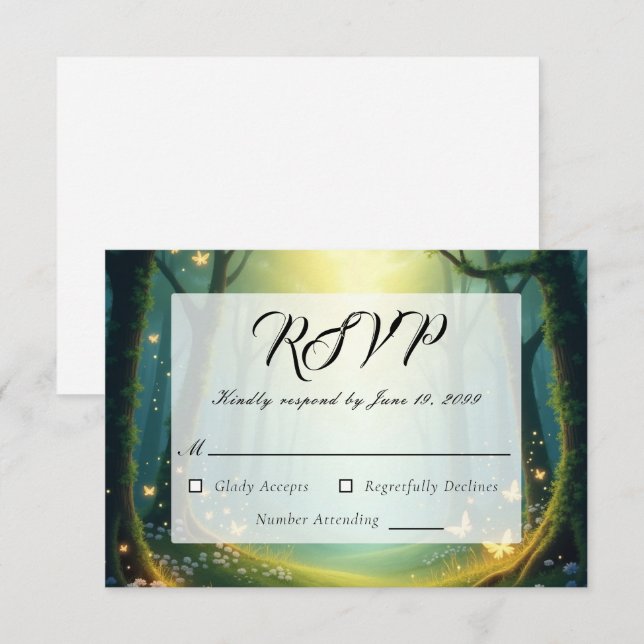 Enchanted Sunlit Glimmer Grove RSVP Card (Front/Back)