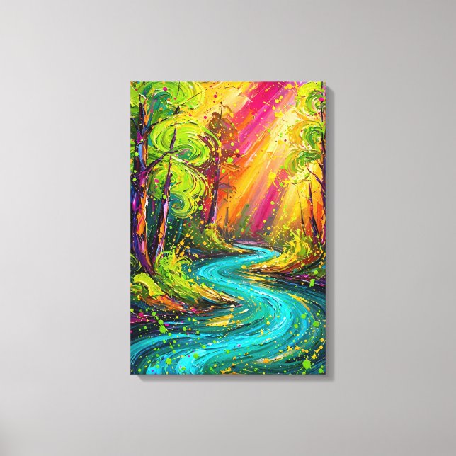 Enchanted Sunlit River Abstract Impressionist   Canvas Print (Front)