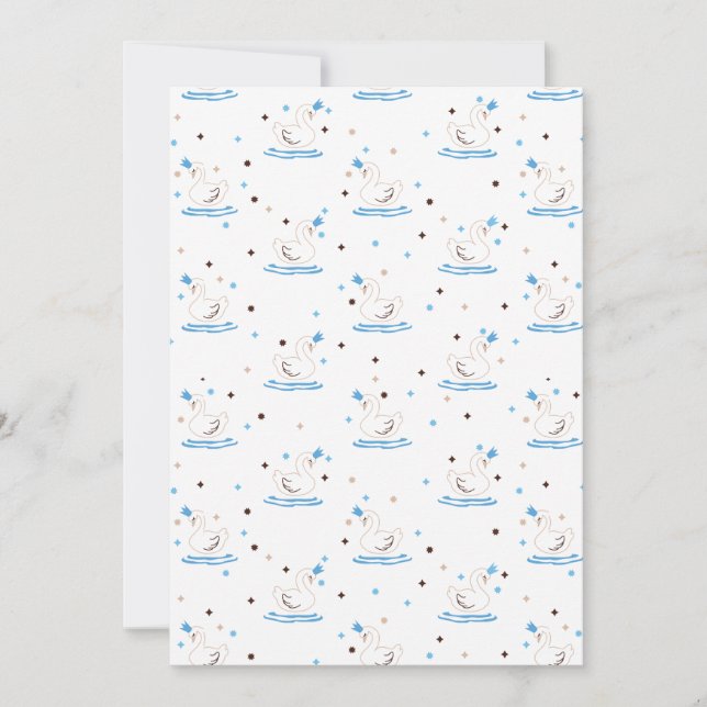 Enchanted Swan Lake Fairy Tale Crowned Swan Holiday Card (Front)