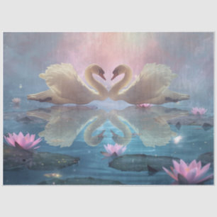Enchanted Swan Lake Romance Decoupage Tissue Paper