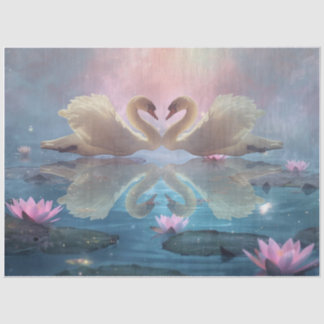 Enchanted Swan Lake Romance Decoupage Tissue Paper