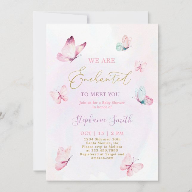 Enchanted To Meet You Baby Shower Girl Invitation (Front)