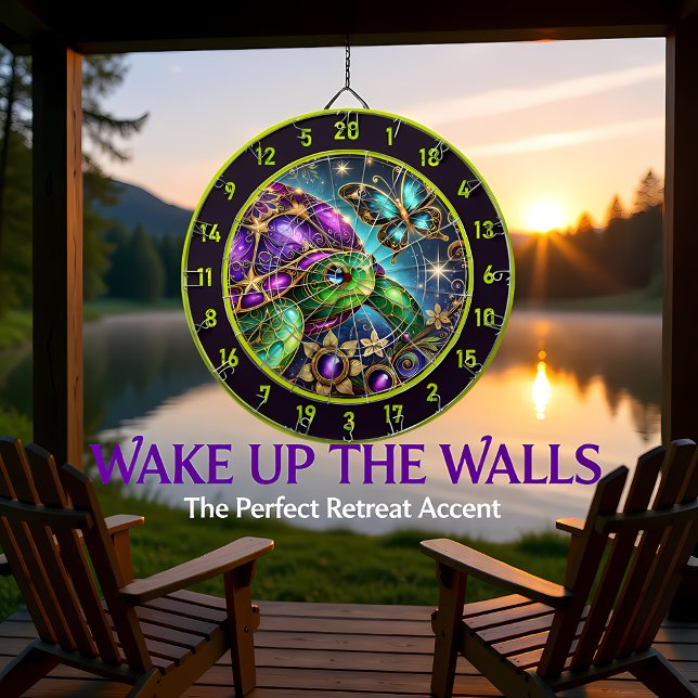 Enchanted Turtle Butterfly Fantasy Lodge Decor Dartboard (Creator Uploaded)