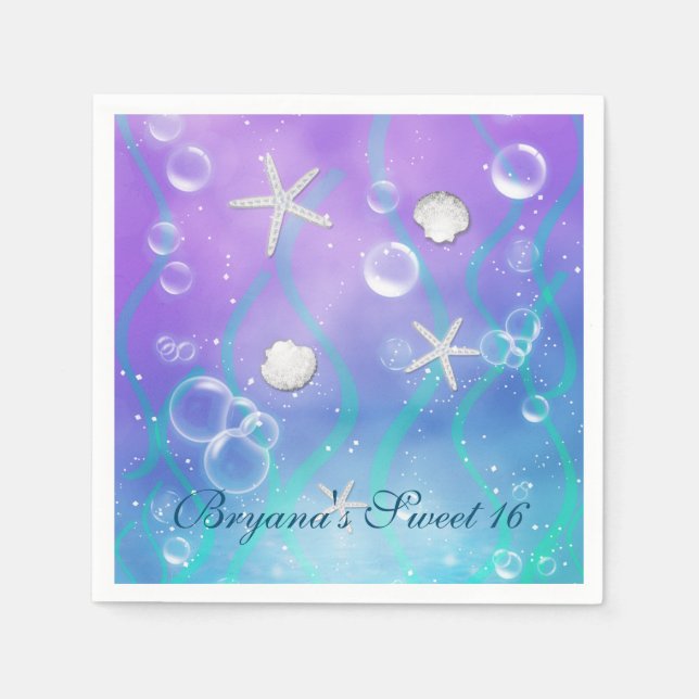 Enchanted Under The Sea Birthday Party Napkins (Front)