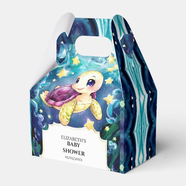 Enchanted Under the Sea Turtle Baby Shower Favour Box (Front Side)