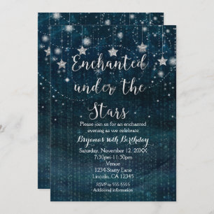 Enchanted under the Stars Silver & Blue Invitation