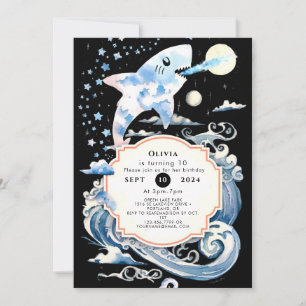Enchanted Underwater Kids Shark Birthday Invitation