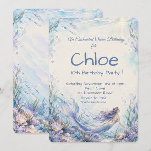 Enchanted Underwater Mermaid Birthday Invitation