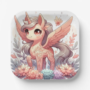 Enchanted Unicorn Baby Shower Paper Plate