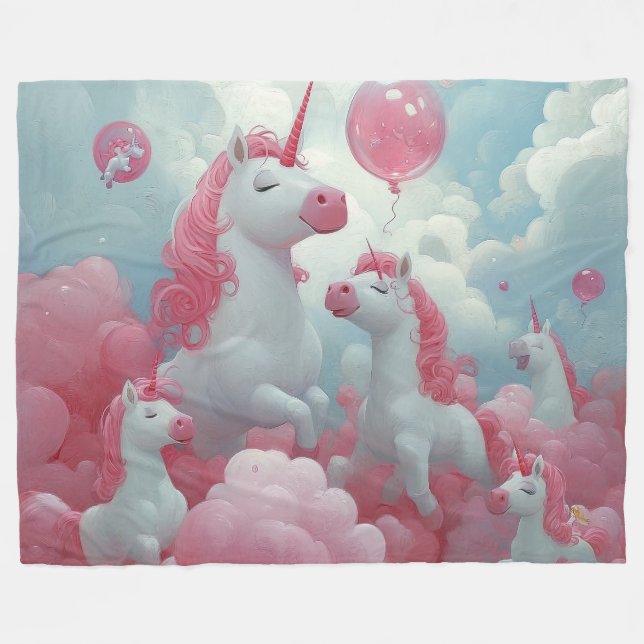 Enchanted Unicorn Dreamscape Fleece Blanket (Front (Horizontal))