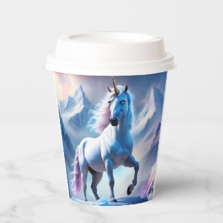 Enchanted Unicorn in a Snowy Fantasy Paper Cups