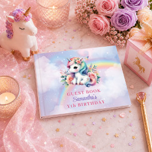 Enchanted Unicorn Pastel Magical Birthday Guest Bo Book