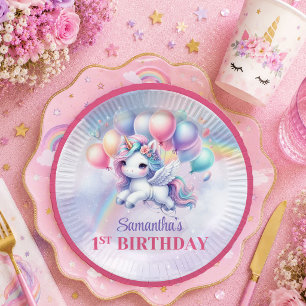 Enchanted Unicorn Pastel Magical Girl Birthday Pla Paper Plate