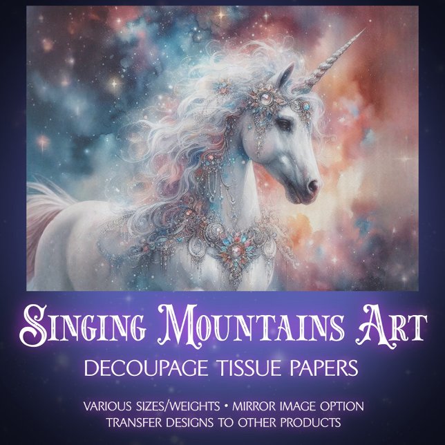 Enchanted Unicorn Under the Stars Decoupage  Tissue Paper (Creator Uploaded)