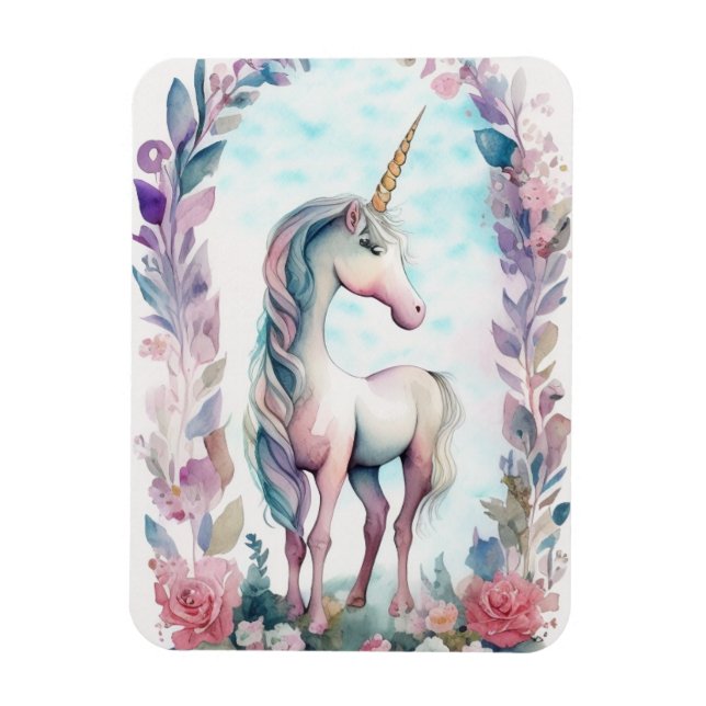 Enchanted Unicorn Watercolor Magnet (Vertical)