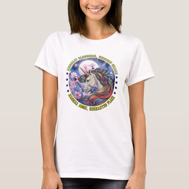 Enchanted Unicorn With Cherry Blossoms Classic T-s T-Shirt (Front)