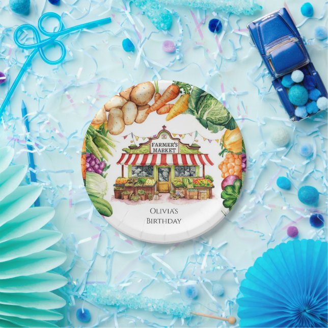 Enchanted Veggies Farmers Market Birthday Paper Plate (Party)