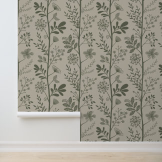 Enchanted Vertical Garden Reverie Earthy Botanical Wallpaper