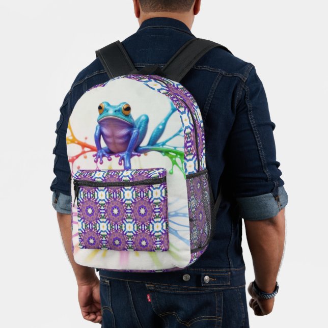 Enchanted Vibrant Artist Frog   Printed Backpack (Insitu (Model))