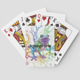 Enchanted Vibrant Happy Frog, Playing Cards