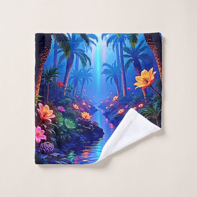 Enchanted Vibrant River Forest Dream Bath Towel Set (Wash Cloth)