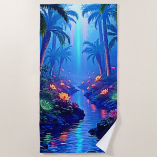 Enchanted Vibrant River Forest Dream Beach Towel